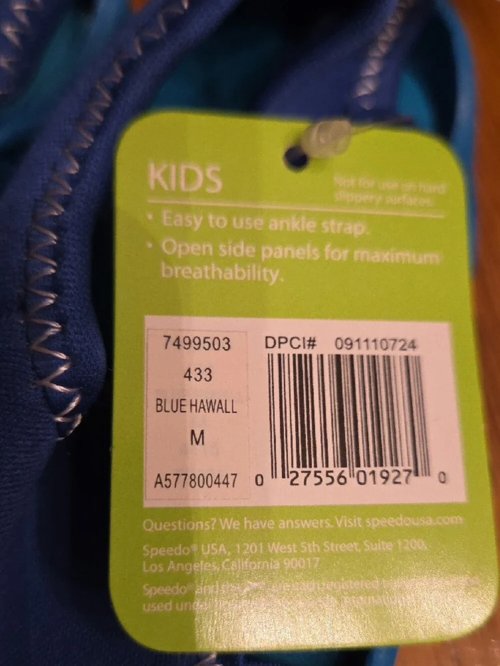 Speedo Kids Blue and Teal Water Shoes with Hook-and-Loop Strap